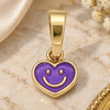 Oro Laminado Fancy Pendant, Gold Filled Style Heart Design, Purple Enamel Finish, Golden Finish, 05.163.0078.1