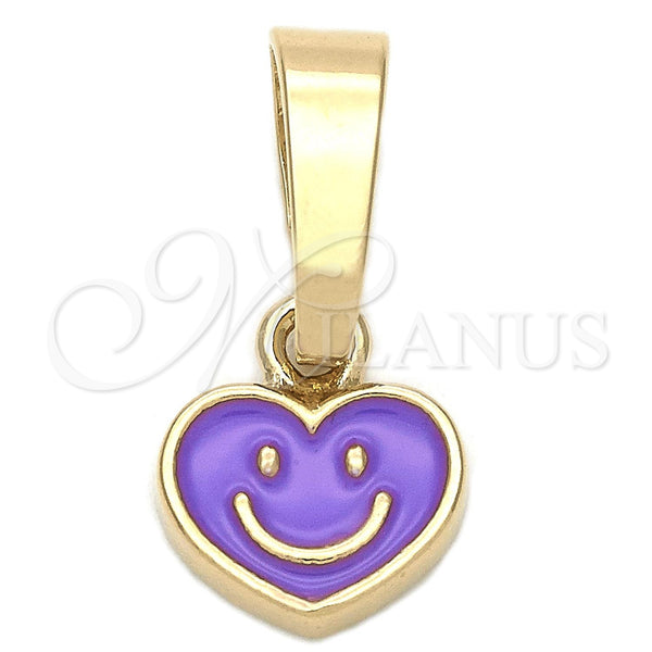 Gold Filled Pendant — Fancy Pendant Heart Design Purple Enamel 05. — main product view — SKU 111336 | Oro Laminado dije — elegante Pendant corazón diseño Purple Enamel 05. — SKU 111336