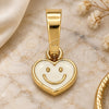 Oro Laminado Fancy Pendant, Gold Filled Style Heart Design, White Enamel Finish, Golden Finish, 05.163.0078.2