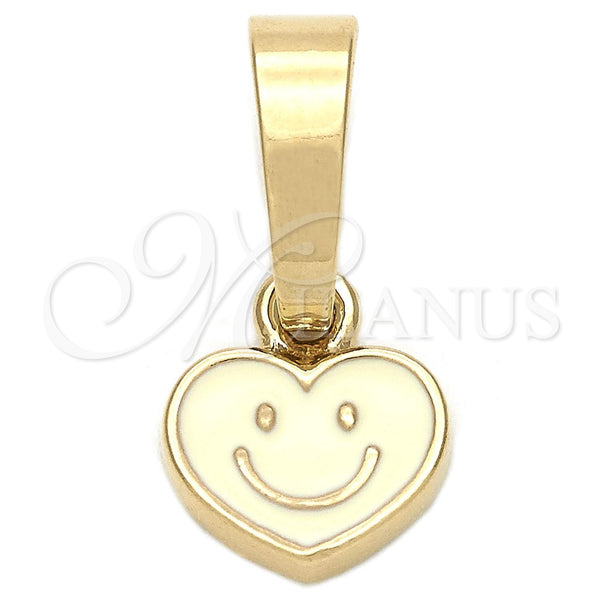 Gold Filled Pendant — Fancy Pendant Heart Design White Enamel 05. — main product view — SKU 111337 | Oro Laminado dije — elegante Pendant corazón diseño blanco Enamel 05. — SKU 111337