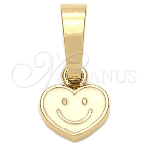 Gold Filled Pendant — Fancy Pendant Heart Design White Enamel 05. — main product view — SKU 111337 | Oro Laminado dije — elegante Pendant corazón diseño blanco Enamel 05. — SKU 111337