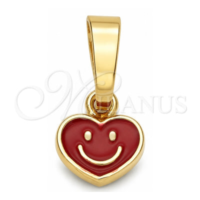 Oro Laminado Fancy Pendant, Gold Filled Style Heart Design, Red Enamel Finish, Golden Finish, 05.163.0078.3