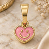 Oro Laminado Fancy Pendant, Gold Filled Style Heart Design, Pink Enamel Finish, Golden Finish, 05.163.0078.4