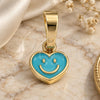 Oro Laminado Fancy Pendant, Gold Filled Style Heart Design, Acqua Enamel Finish, Golden Finish, 05.163.0078.5