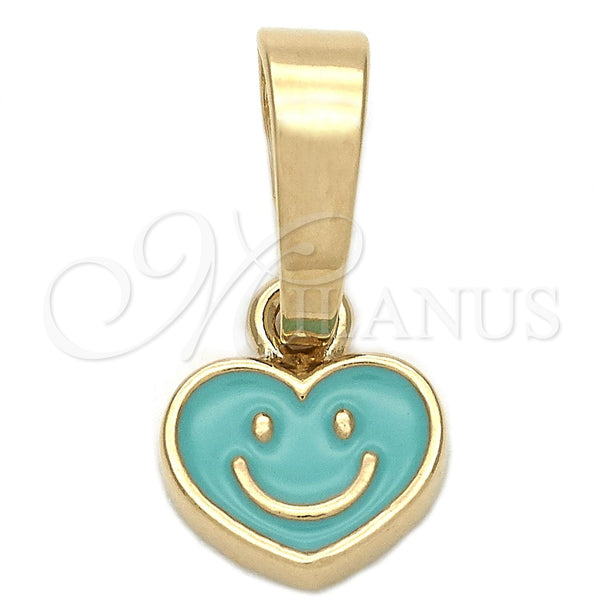 Gold Filled Pendant — Fancy Pendant Heart Design Acqua Enamel 05. — main product view — SKU 111340 | Oro Laminado dije — elegante Pendant corazón diseño Acqua Enamel 05. — SKU 111340