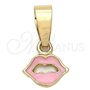Gold Filled Pendant — Fancy Pendant Heart Design Pink Enamel 05. — main product view — SKU 111341 | Oro Laminado dije — elegante Pendant corazón diseño Pink Enamel 05. — SKU 111341