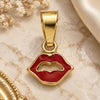 Oro Laminado Fancy Pendant, Gold Filled Style Heart Design, Red Enamel Finish, Golden Finish, 05.163.0079.1