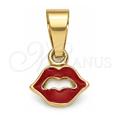 Oro Laminado Fancy Pendant, Gold Filled Style Heart Design, Red Enamel Finish, Golden Finish, 05.163.0079.1