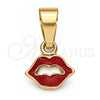 Oro Laminado Fancy Pendant, Gold Filled Style Heart Design, Red Enamel Finish, Golden Finish, 05.163.0079.1