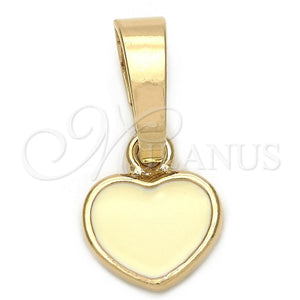 Gold Filled Pendant — Fancy Pendant Heart Design White Enamel 05. — main product view — SKU 111345 | Oro Laminado dije — elegante Pendant corazón diseño blanco Enamel 05. — SKU 111345