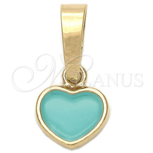 Gold Filled Pendant — Fancy Pendant Heart Design Acqua Enamel 05. — main product view — SKU 111347 | Oro Laminado dije — elegante Pendant corazón diseño Acqua Enamel 05. — SKU 111347