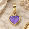 Oro Laminado Fancy Pendant, Gold Filled Style Heart Design, Purple Enamel Finish, Golden Finish, 05.163.0080.5