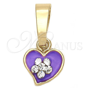 Gold Filled Pendant — Fancy Pendant Heart and Flower Design with White — main product view — SKU 111356 | Oro Laminado dije — elegante Pendant corazón and flor diseño with blanco — SKU 111356