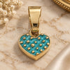 Oro Laminado Fancy Pendant, Gold Filled Style Heart Design, Acqua Enamel Finish, Golden Finish, 05.163.0082.1
