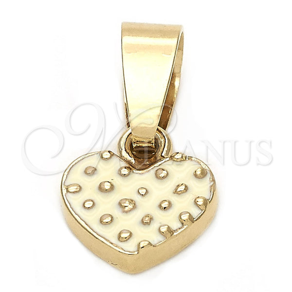 Gold Filled Pendant — Fancy Pendant Heart Design White Enamel 05. — main product view — SKU 111365 | Oro Laminado dije — elegante Pendant corazón diseño blanco Enamel 05. — SKU 111365