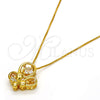 Gold Tone Pendant Necklace, Butterfly Design, with White Cubic Zirconia and White Micro Pave, Polished, Golden Finish, 04.213.0018.16.GT (01 MM Thickness, 16 Inches Length)