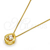 Gold Tone Pendant Necklace, Teardrop Design, with White Cubic Zirconia, Polished, Golden Finish, 04.213.0021.16.GT (01 MM Thickness, 16 Inches Length)