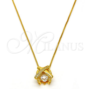 Gold Plated Necklace — Pendant Necklace with White Cubic Zirconia and White — main product view — SKU 111400 | Chapa de Oro collar — Pendant Necklace with blanco Cubic Zirconia and blanco — SKU 111400