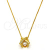 Gold Tone Pendant Necklace, with White Cubic Zirconia and White Micro Pave, Polished, Golden Finish, 04.213.0022.16.GT (01 MM Thickness, 16 Inches Length)