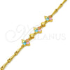 Oro Laminado Fancy Bracelet, Gold Filled Style Flower Design, with Multicolor Cubic Zirconia, Polished, Golden Finish, 03.213.0024.07 (03 MM Thickness, 7 Inches Length)