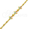 Gold Tone Fancy Bracelet, Flower Design, with Multicolor Cubic Zirconia, Polished, Golden Finish, 03.213.0024.07.GT (03 MM Thickness, 7 Inches Length)