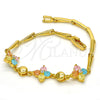 Gold Tone Fancy Bracelet, Flower Design, with Multicolor Cubic Zirconia, Polished, Golden Finish, 03.213.0024.07.GT (03 MM Thickness, 7 Inches Length)