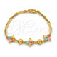 Oro Laminado Fancy Bracelet, Gold Filled Style Flower Design, with Multicolor Cubic Zirconia, Polished, Golden Finish, 03.213.0024.07 (03 MM Thickness, 7 Inches Length)