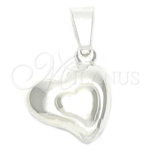 Sterling Silver Fancy Pendant, Heart and Heart Design, Polished, Silver Finish, 05.16.0209