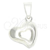 Sterling Silver Fancy Pendant, Heart and Heart Design, Polished, Silver Finish, 05.16.0209