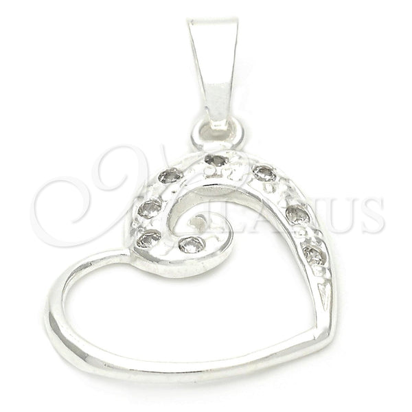 Sterling Silver Pendant — Fancy Pendant Heart and Heart Design with White — main product view — SKU 111424 | Plata 925 dije — elegante Pendant corazón and corazón diseño with blanco — SKU 111424