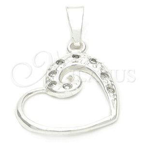 Sterling Silver Pendant — Fancy Pendant Heart and Heart Design with White — main product view — SKU 111424 | Plata 925 dije — elegante Pendant corazón and corazón diseño with blanco — SKU 111424