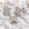 Sterling Silver Earring and Pendant Adult Set, Flower Design, with White Cubic Zirconia, Polished, Silver Finish, 10.166.0013