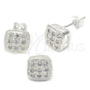 Sterling Silver Earring and Pendant Adult Set, with White Cubic Zirconia, Polished, Silver Finish, 10.166.0015