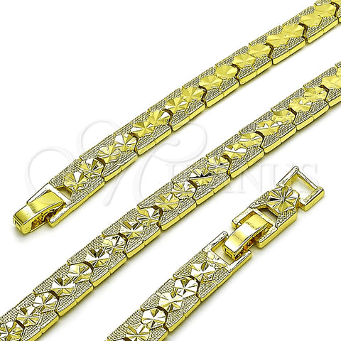 Gold Tone Fancy Bracelet, Diamond Cutting Finish, Golden Finish, 03.100.0022.07 (08 MM Thickness, 8 Inches Length)