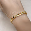 Oro Laminado Fancy Bracelet, Gold Filled Style Butterfly Design, Diamond Cutting Finish, Golden Finish, 03.100.0023.07 (08 MM Thickness, 7 Inches Length)