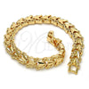 Oro Laminado Fancy Bracelet, Gold Filled Style Butterfly Design, Diamond Cutting Finish, Golden Finish, 03.100.0023.07 (08 MM Thickness, 7 Inches Length)
