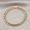 Oro Laminado Fancy Bracelet, Gold Filled Style Butterfly Design, Diamond Cutting Finish, Golden Finish, 03.100.0023.07 (08 MM Thickness, 7 Inches Length)