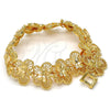 Oro Laminado Fancy Bracelet, Gold Filled Style Butterfly Design, Diamond Cutting Finish, Golden Finish, 03.100.0030.07 (Thickness, 7 Inches Length)