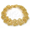 Oro Laminado Fancy Bracelet, Gold Filled Style Butterfly Design, Diamond Cutting Finish, Golden Finish, 03.100.0030.07 (Thickness, 7 Inches Length)