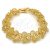 Gold Tone Fancy Bracelet, Butterfly Design, Diamond Cutting Finish, Golden Finish, 03.100.0030.08.GT (17 MM Thickness, 8 Inches Length)