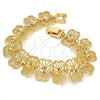 Gold Tone Fancy Bracelet, Bow Design, Diamond Cutting Finish, Golden Finish, 03.100.0031.08.GT (Thickness, 7 Inches Length)