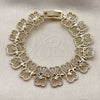 Gold Tone Fancy Bracelet, Bow Design, Diamond Cutting Finish, Golden Finish, 03.100.0031.08.GT (Thickness, 7 Inches Length)