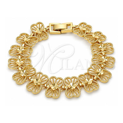 Gold Tone Fancy Bracelet, Bow Design, Diamond Cutting Finish, Golden Finish, 03.100.0031.08.GT (Thickness, 7 Inches Length)