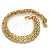 Oro Laminado Fancy Bracelet, Gold Filled Style Diamond Cutting Finish, Golden Finish, 03.100.0021.08 (Thickness, 8 Inches Length)