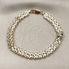 Oro Laminado Fancy Bracelet, Gold Filled Style Diamond Cutting Finish, Golden Finish, 03.100.0021.08 (Thickness, 8 Inches Length)