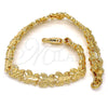 Gold Tone Fancy Bracelet, Butterfly Design, Diamond Cutting Finish, Golden Finish, 03.100.0025.08 (08 MM Thickness, 8 Inches Length)