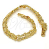 Gold Tone Fancy Bracelet, Butterfly Design, Diamond Cutting Finish, Golden Finish, 03.100.0025.08 (08 MM Thickness, 8 Inches Length)