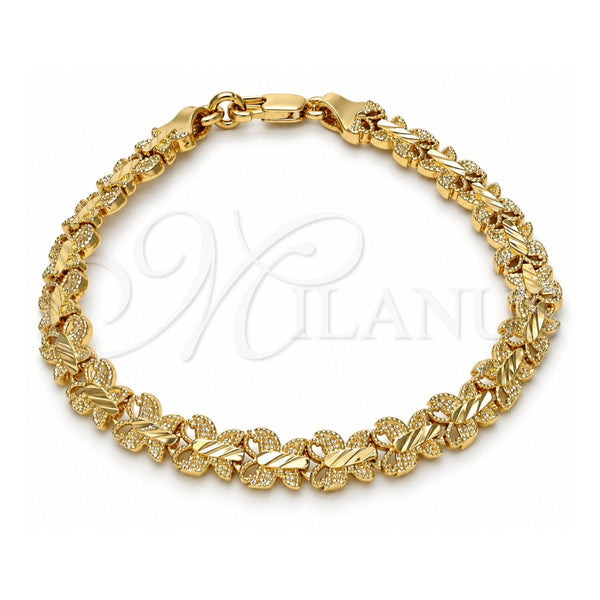 Gold Tone Fancy Bracelet, Butterfly Design, Diamond Cutting Finish, Golden Finish, 03.100.0025.08 (08 MM Thickness, 8 Inches Length)
