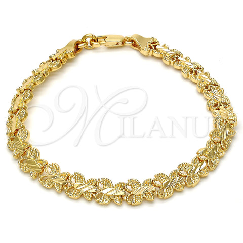 Gold Tone Fancy Bracelet, Butterfly Design, Diamond Cutting Finish, Golden Finish, 03.100.0025.08 (08 MM Thickness, 8 Inches Length)