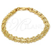 Gold Tone Fancy Bracelet, Butterfly Design, Diamond Cutting Finish, Golden Finish, 03.100.0025.08 (08 MM Thickness, 8 Inches Length)